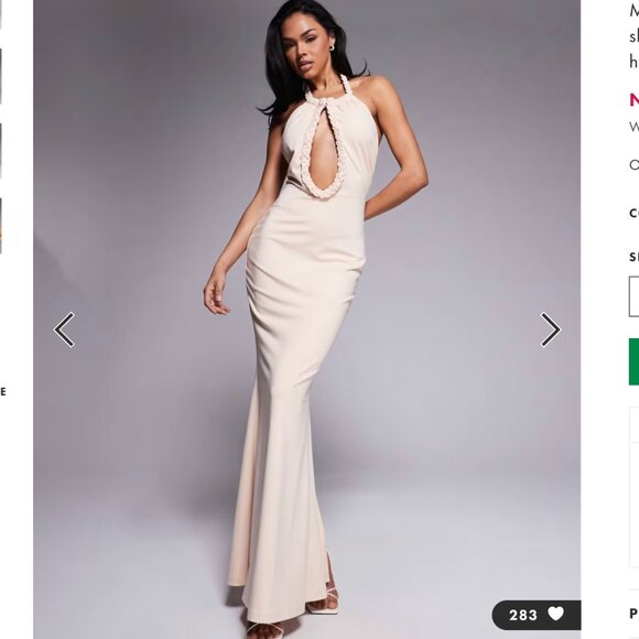 Murci halterneck maxi dress in cream S - Picture 1 of 7